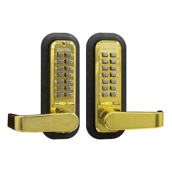 Mechanical Keyless Lever Lock W/ Passage Double Combination Bright Brass